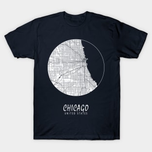 Chicago, USA City Map - Full Moon T-Shirt